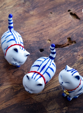 手工猫咪陶瓷摆件创意家居饰品治愈系可爱小猫生日新年礼物包邮