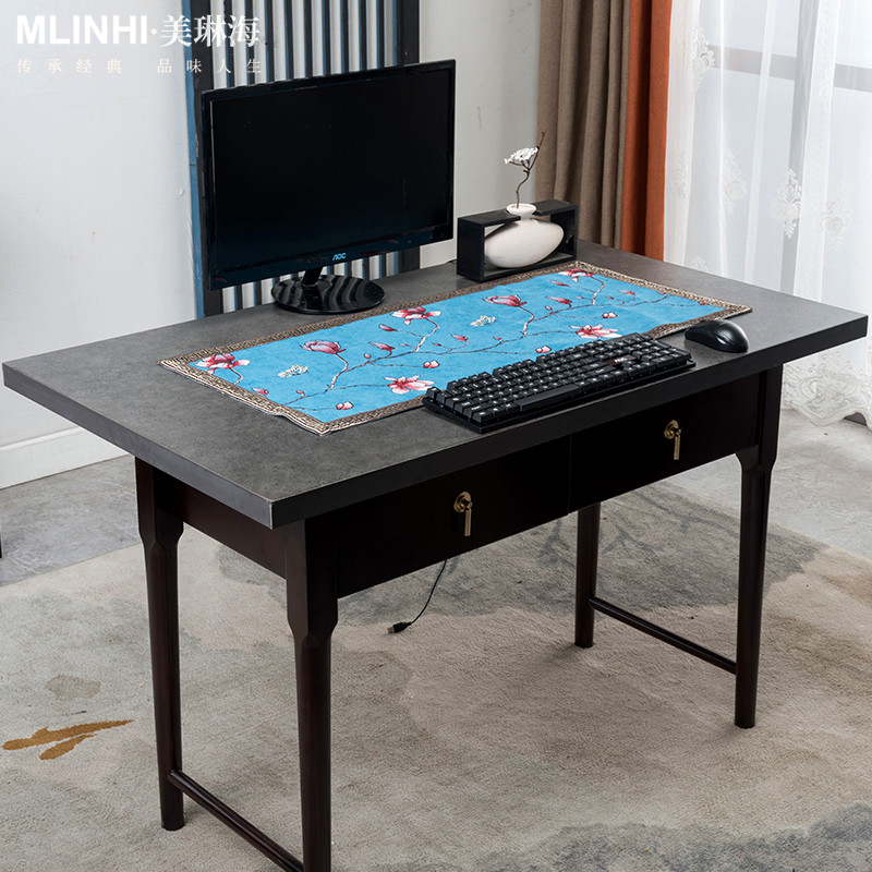 新中式电脑键盘垫办公室桌垫国潮布艺超大防尘鼠标笔记本垫子定制