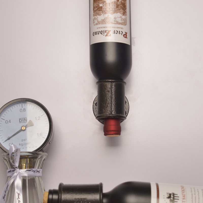 餐厅酒吧酒架工业风壁挂式创意水管铁艺墙上置物架单瓶点挂红酒架