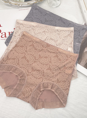 高腰大码包臀轻薄透气三角裤蕾丝边宽松舒适柔软内裤女 古妃34516
