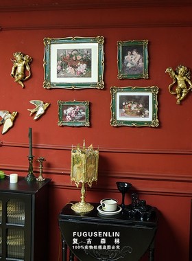 复古欧法式绿色浮雕相框画框家居民宿墙面装饰壁挂照片墙拍照道具