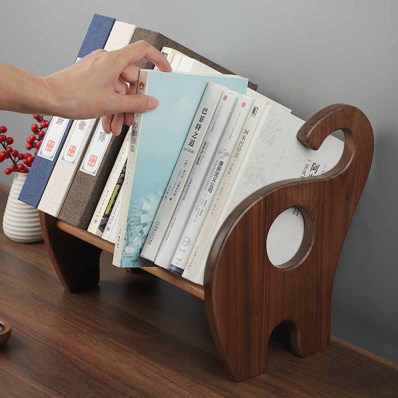 实木动物书立学生用木质创意卡通书靠桌面多功能置物架中式大容量