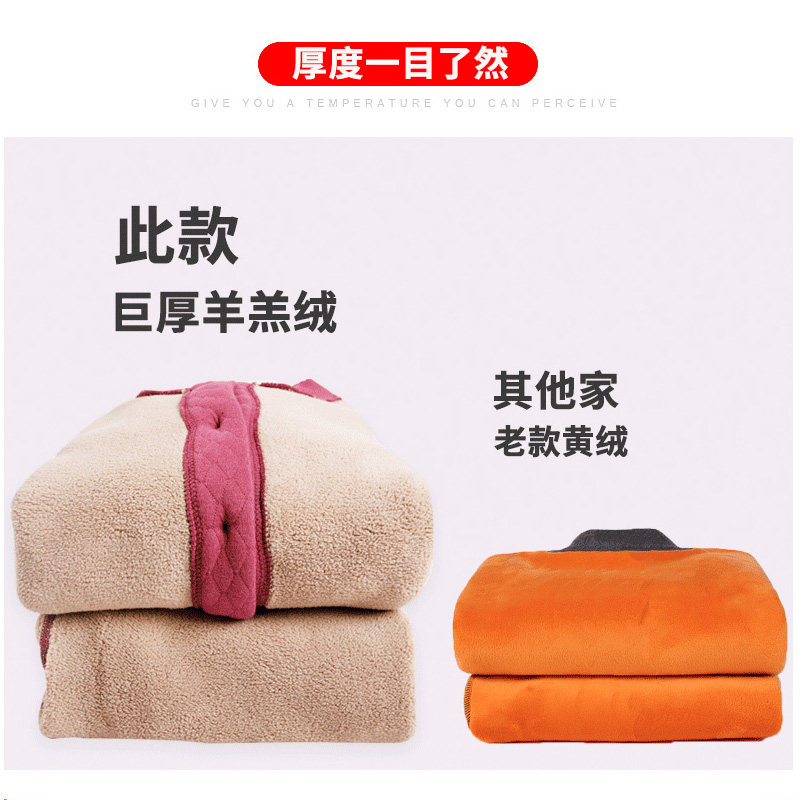 中老年保暖内衣女加绒加厚妈妈三层夹棉开衫奶奶巨厚秋衣秋裤套装