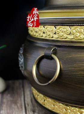 藏式合金糌粑盒糌粑桶百宝果盘客厅家用水果糖果盘果碟摆件圆罐