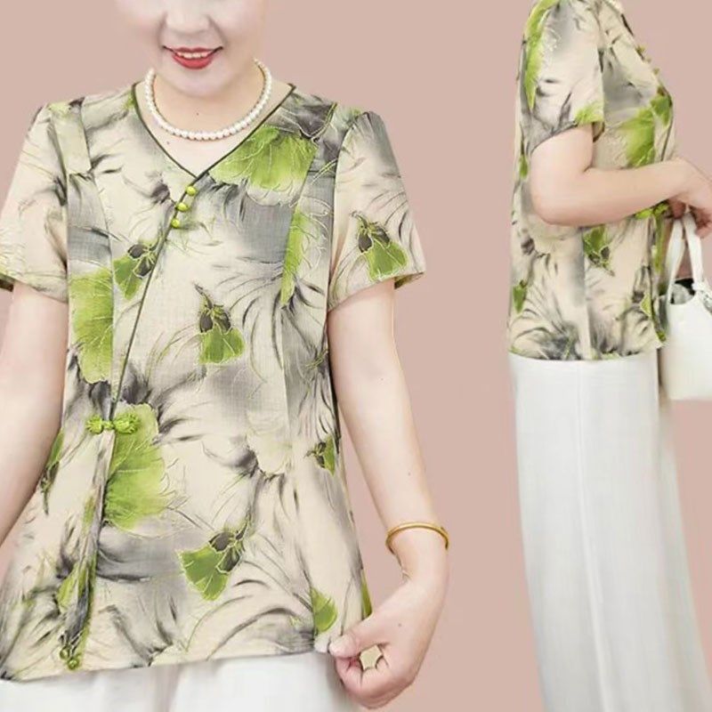 妈妈夏装套装休闲时尚套装女中老年女士气质阔腿裤两件套洋气夏季