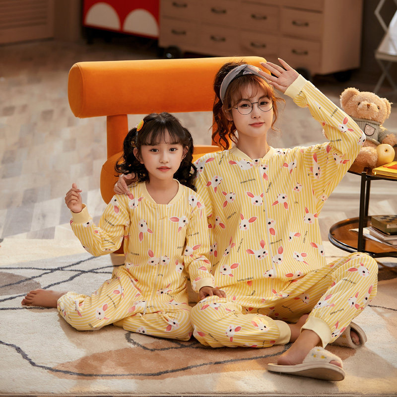 春秋儿童家居服恐龙纯棉连体衣衣父子亲子装可爱卡通大码女童睡衣