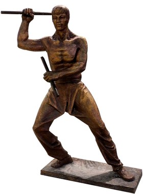 名人铸铜雕像商业街玻璃钢仿铜人物雕塑制作城市景观李小龙铜雕