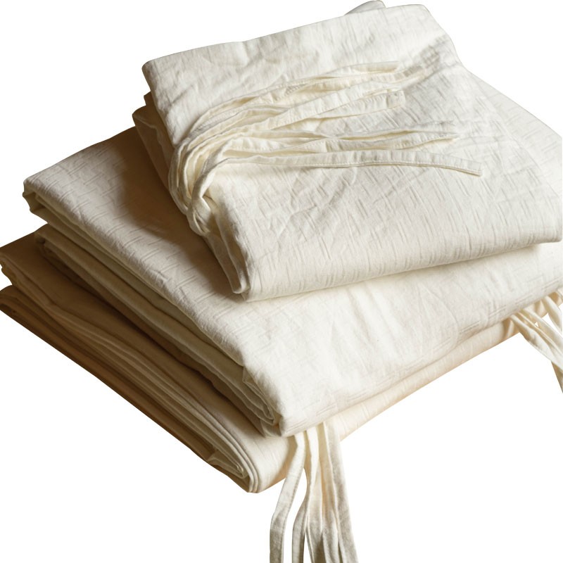 天然A类日式全棉四件套1.8m双人纯白色酒店民宿被套纯棉床笠床品