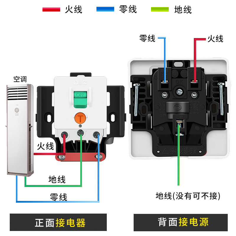 3匹2匹空调热水器专用86型漏电保护器2P 3P柜机开关家用空开插座