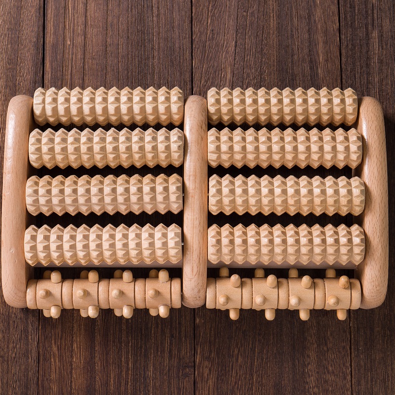 木质脚底足底足部滚轮式按摩器家用搓脚腿部通用穴位滚珠按摩神器