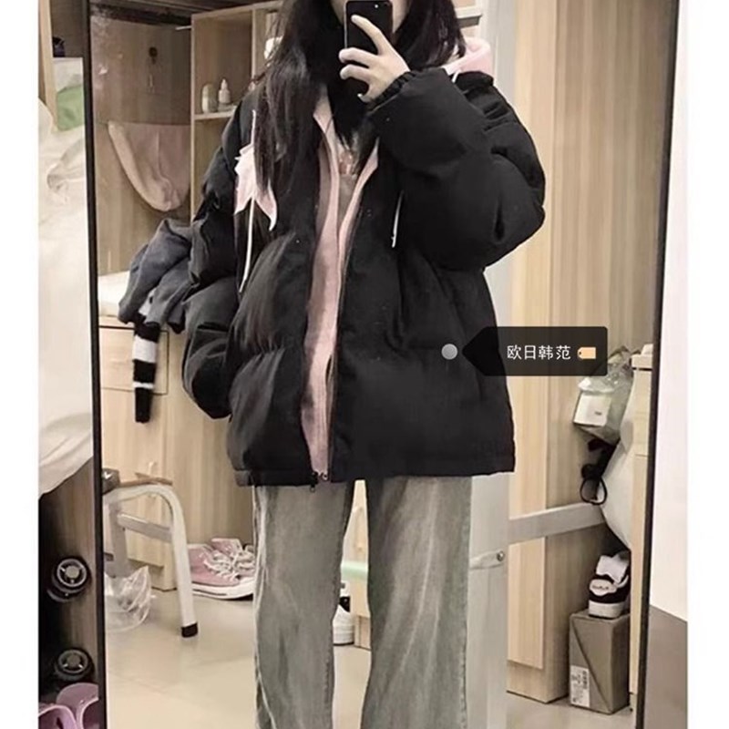 女童羽绒服冬季2023新款外套大童洋气保暖初中生加厚短款黑色棉服