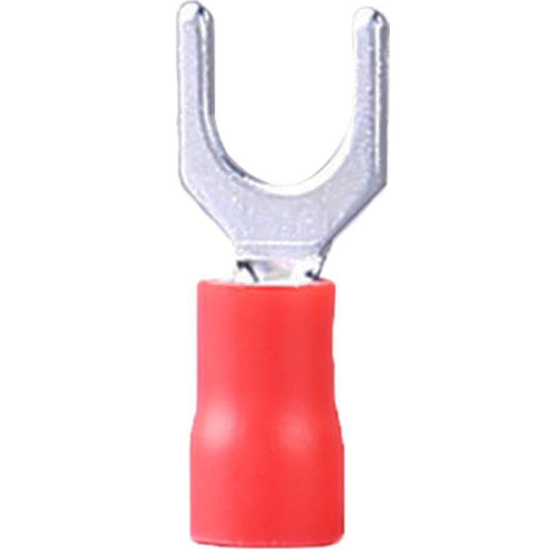 冷压接线端子SVM1.25-4叉型UT铜鼻子预绝缘端子Y型0.75厚紫铜国标