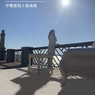 木兰纯手工客厅地毯家用茶几条纹现代极简奶油风米白色卧室腈纶毯
