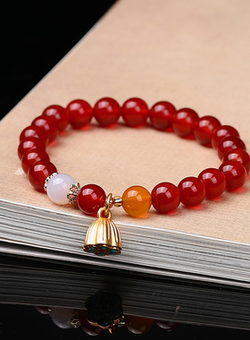 2025年四季新款本命年天然红玛瑙手链莲蓬和田玉手串闺蜜送礼手链