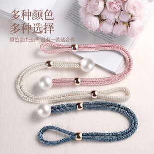 客厅扣环绑饰扎束带装 轻奢高档珍珠窗帘绑带一对装 饰配件绑绳挂钩