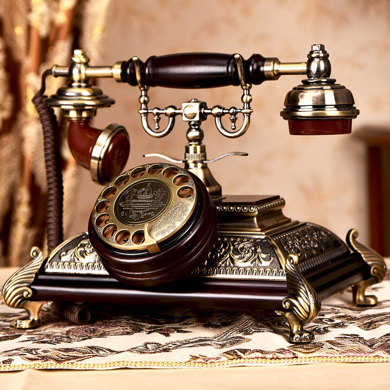 慕予臻别墅欧式复古电话老式仿古电话机金属实木座机无线插卡座机