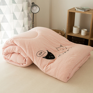 全棉天竺棉被子纯棉水洗棉春秋被可爱卡通单人双人空调被网红少女