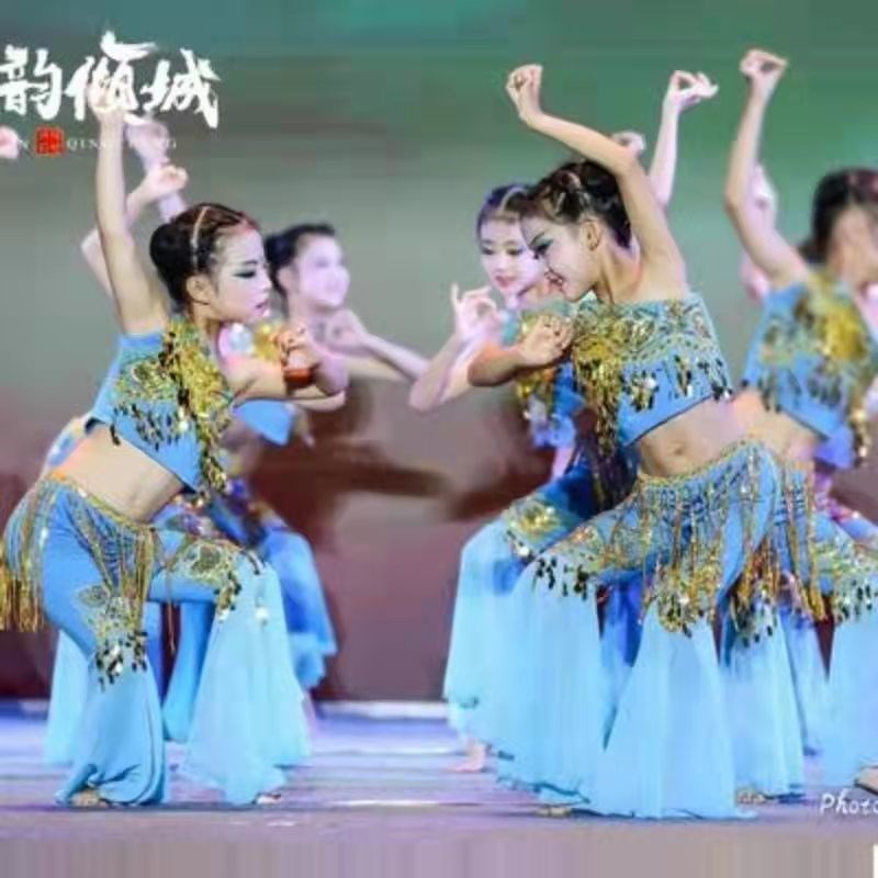 忆惜诺新款敦煌舞蹈服六一儿童飞天肚皮舞蹈表演服傣族舞蹈演出服