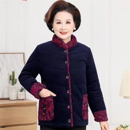 奶奶装冬装外套老人棉袄女新款中老年秋冬季妈妈羽绒棉服短款棉衣