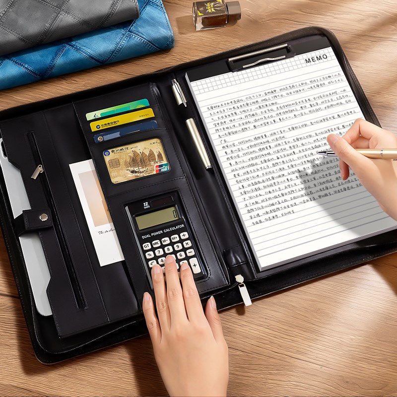 文件夹A4多功能经理夹商务皮质销讲夹办公销售谈单本展业夹垫板夹