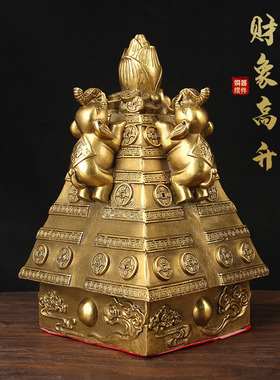 铜财象高升摆件 财位摆件 玄关 办公桌摆件  铜大象摆件 铜象摆件