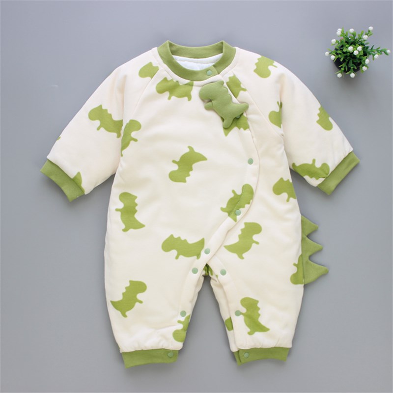 新生婴儿连身衣秋冬季宝宝夹棉保暖蝴蝶衣03个月男女纯棉连体衣爬