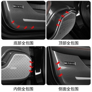 四门碳纤纹防踢面板 专用于小鹏P7车门防踢垫板 P7车门全包防护垫