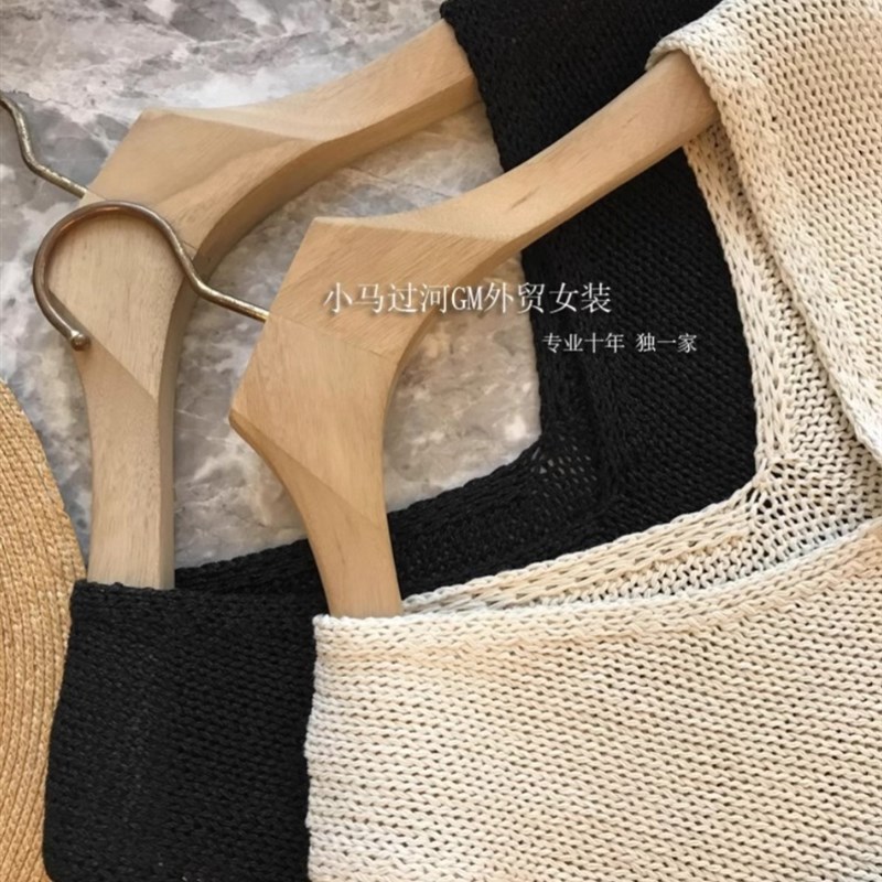 随便穿都有品!!!出口R本和纸棉,粗棒针双V领无袖针织衫马甲女