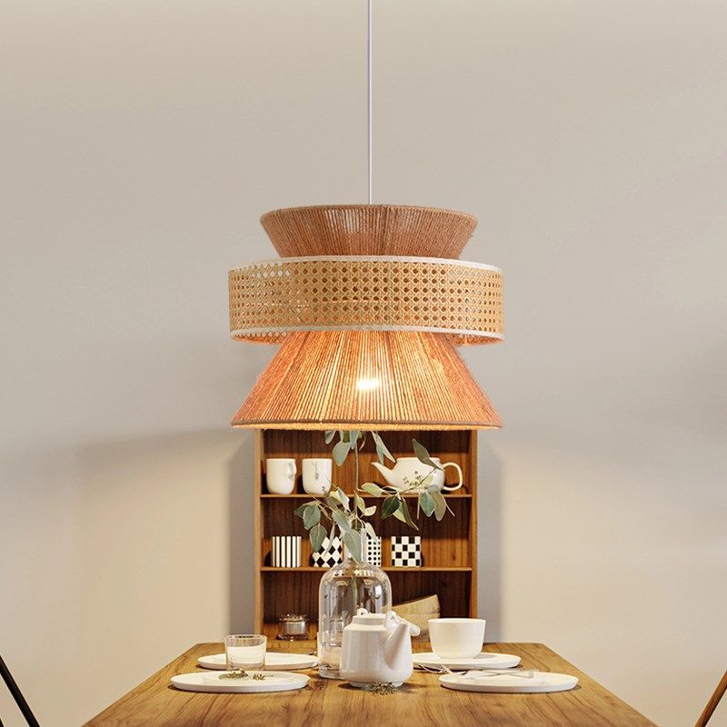 餐厅麻绳吊灯侘寂风民宿卧室书房灯日式复古藤艺客厅茶室藤编吊灯,家装灯饰光源,餐厅吊灯,淘宝优惠券,粉丝福利购,淘宝优惠卷