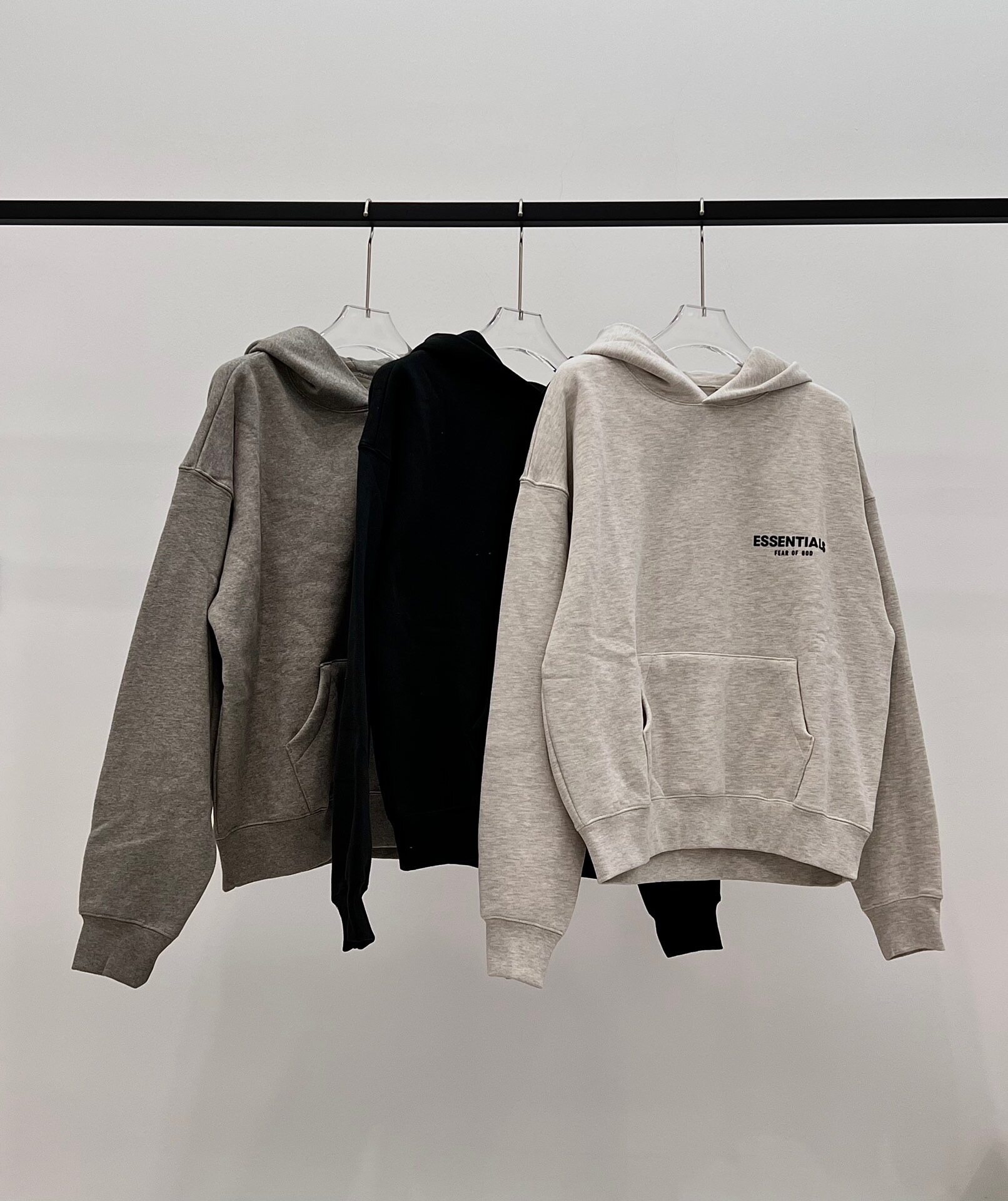 越南产FOG ess 22SS 植绒字母连帽卫衣帽衫男女同款  原厂