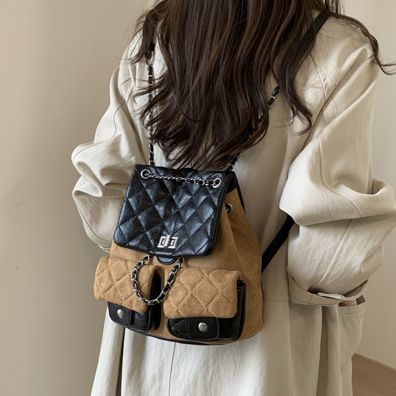 小香风菱格链条双肩包女生新款时尚高级感背包轻奢设计感大容量包