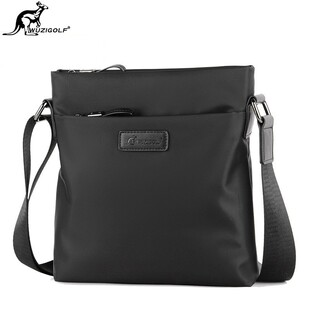 彬澳袋鼠休闲斜挎包公文包男款商务单肩包男小号竖款通勤牛津布包