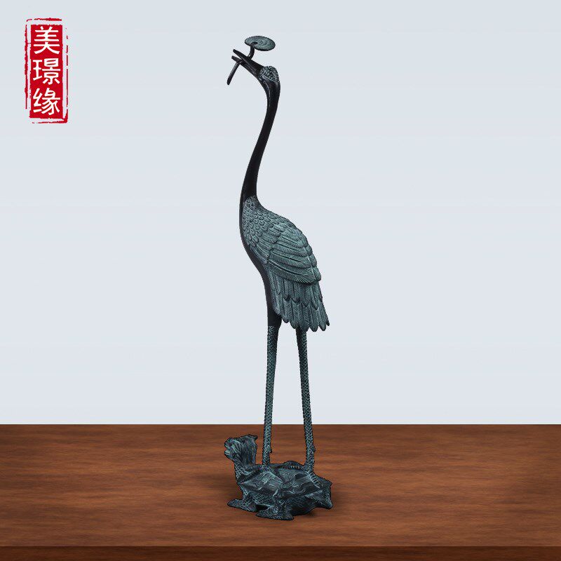 青铜器铜鹤招财龙龟鹤仙鹤灵芝鹤龟鹤延年仿古古典客厅