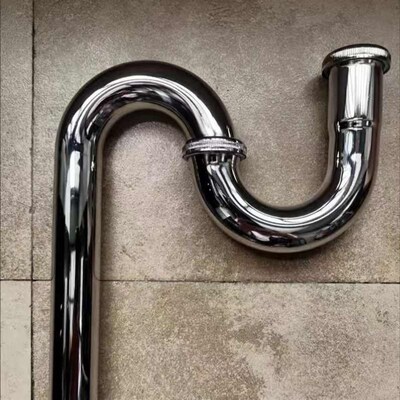 下水器S弯防臭面盆U型不锈钢盆存洗脸带波纹下水管水弯全铜地排式