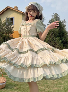 洛丽塔连衣裙夏季女童大童少女公主裙田园风成人OP裙日常轻lo裙