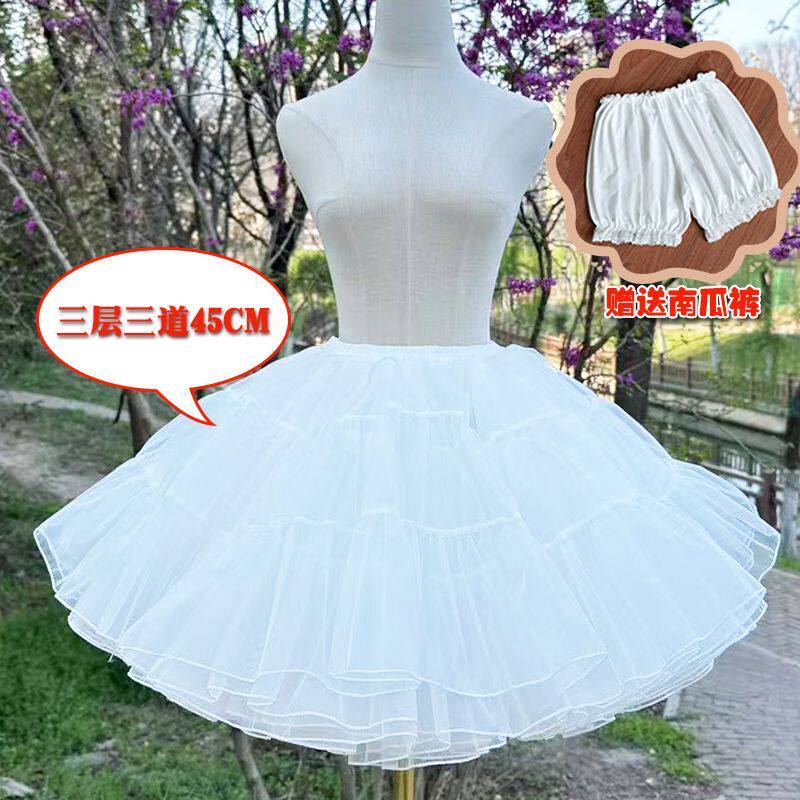 lolita裙撑暴力撑软纱洛丽塔裙撑防走光无骨衬裙黑色裙撑短款四季
