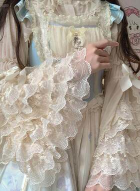原创重工蕾丝doll感外穿Lolita姬袖雪纺衬衫洛丽塔华丽大摆袖内搭