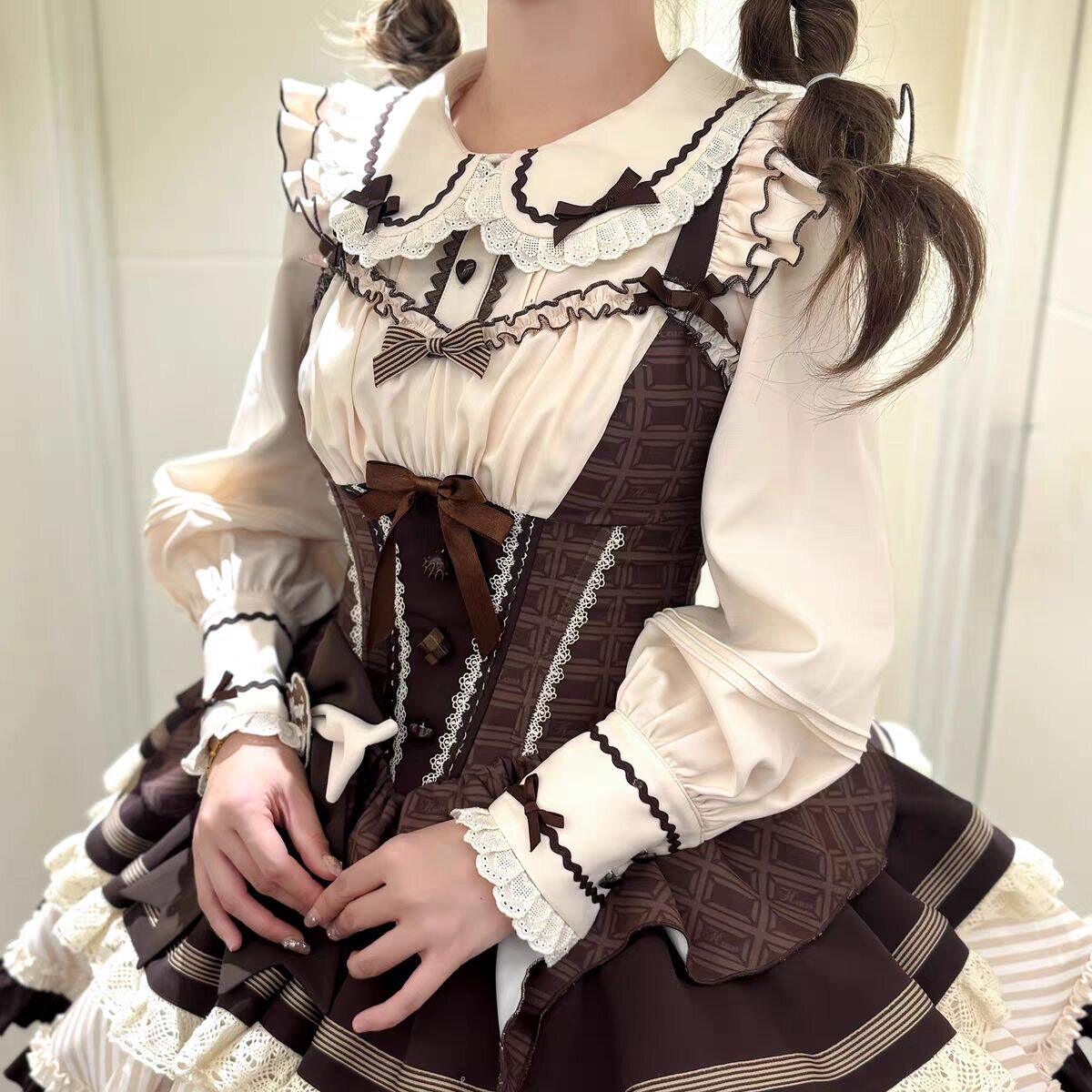 PINKGIRL【薄巧芙芙】lolita娃娃领可爱甜美衬衫春秋内搭上衣长袖