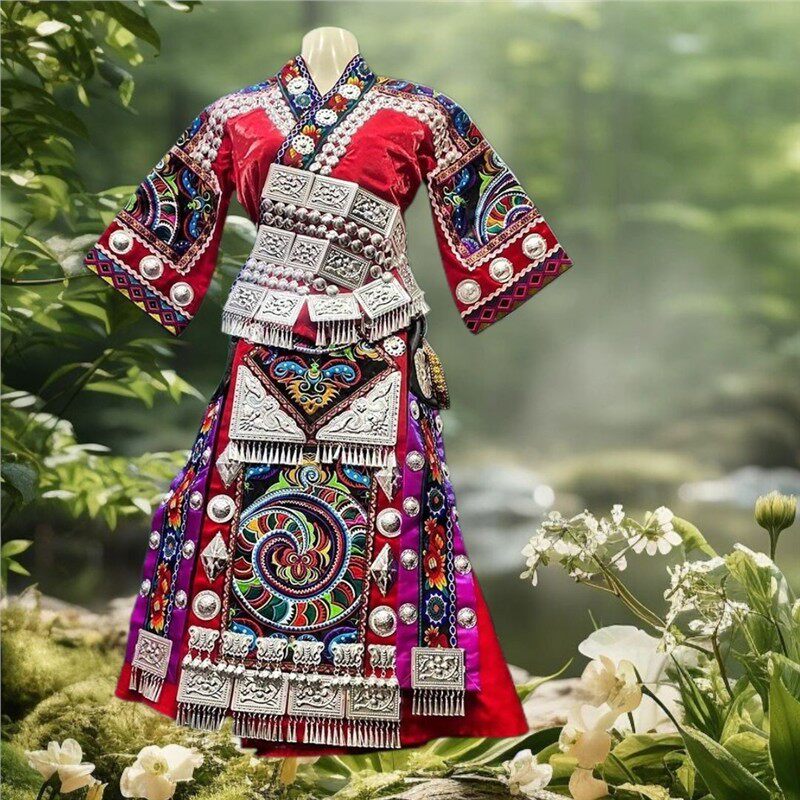 新款盛装民族苗族服装少数民族套装旅拍摄影舞台服儿童