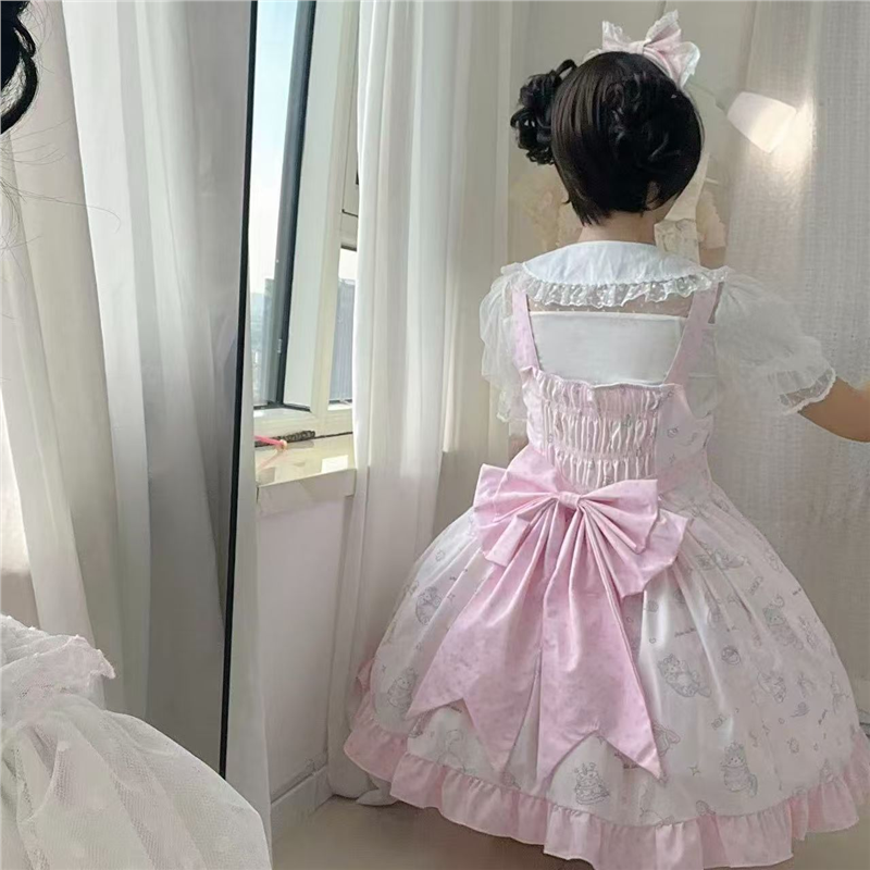 Lolita原创吊带JSK中款裙洛丽塔可爱cos公主裙doll感洋娃娃拖尾