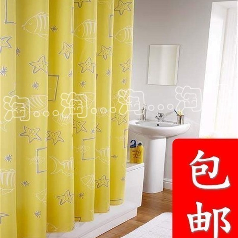 防水涤纶浴帘装 帘伸缩杆帘免打浴帘杆