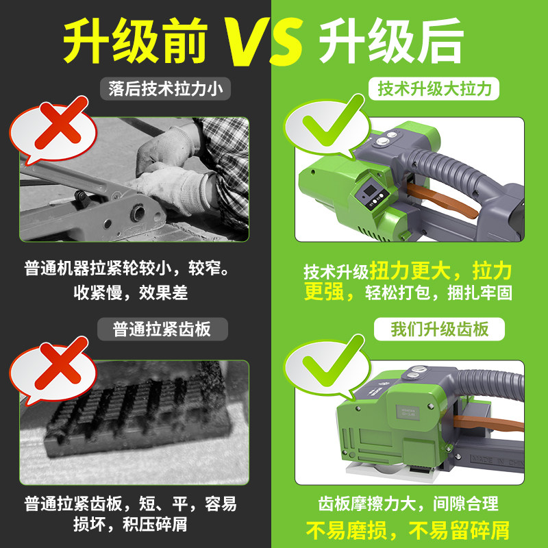 奇达藤全自动电动打包式捆扎带收紧一体塑钢带塑料带接