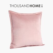 千舍家居粉色绒面抱枕纯色基本款 样板间女儿房公房沙发床品