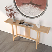 新玄关桌原色实木入户正对门玄关台现代靠墙门厅柜条案几