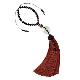 大善堂小叶紫檀和田玉平安扣男女车载后视镜挂饰品款