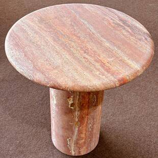 红色洞洞石茶几餐桌摆件收纳置物托盘底座red石灰华travertine