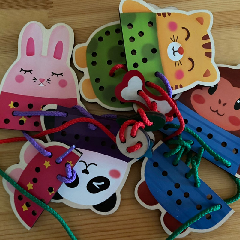 动物穿线板早教儿童感统手指肌肉精细训练益智幼儿园专注力小