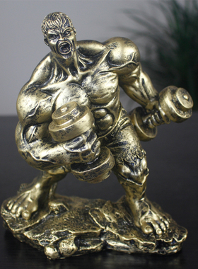 力量举重哑铃树脂物雕塑肌肉男健美健身房客厅家居工艺礼品