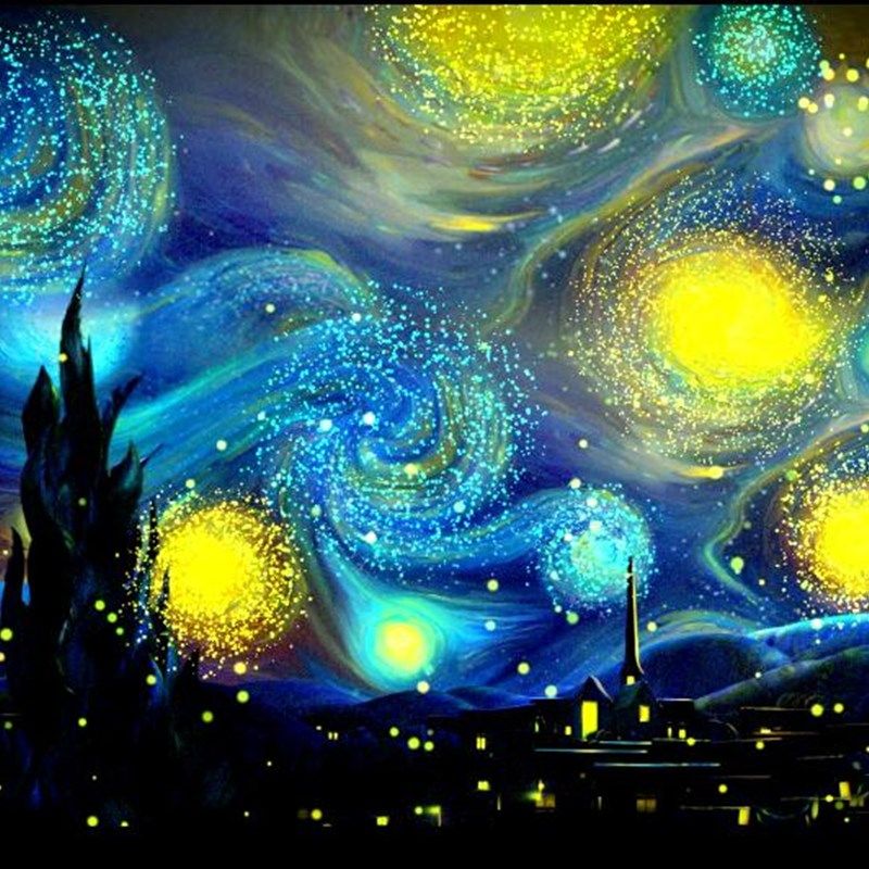 玄关吊顶屏风层钢化夹胶画艺术安全教堂宇宙星空油画
