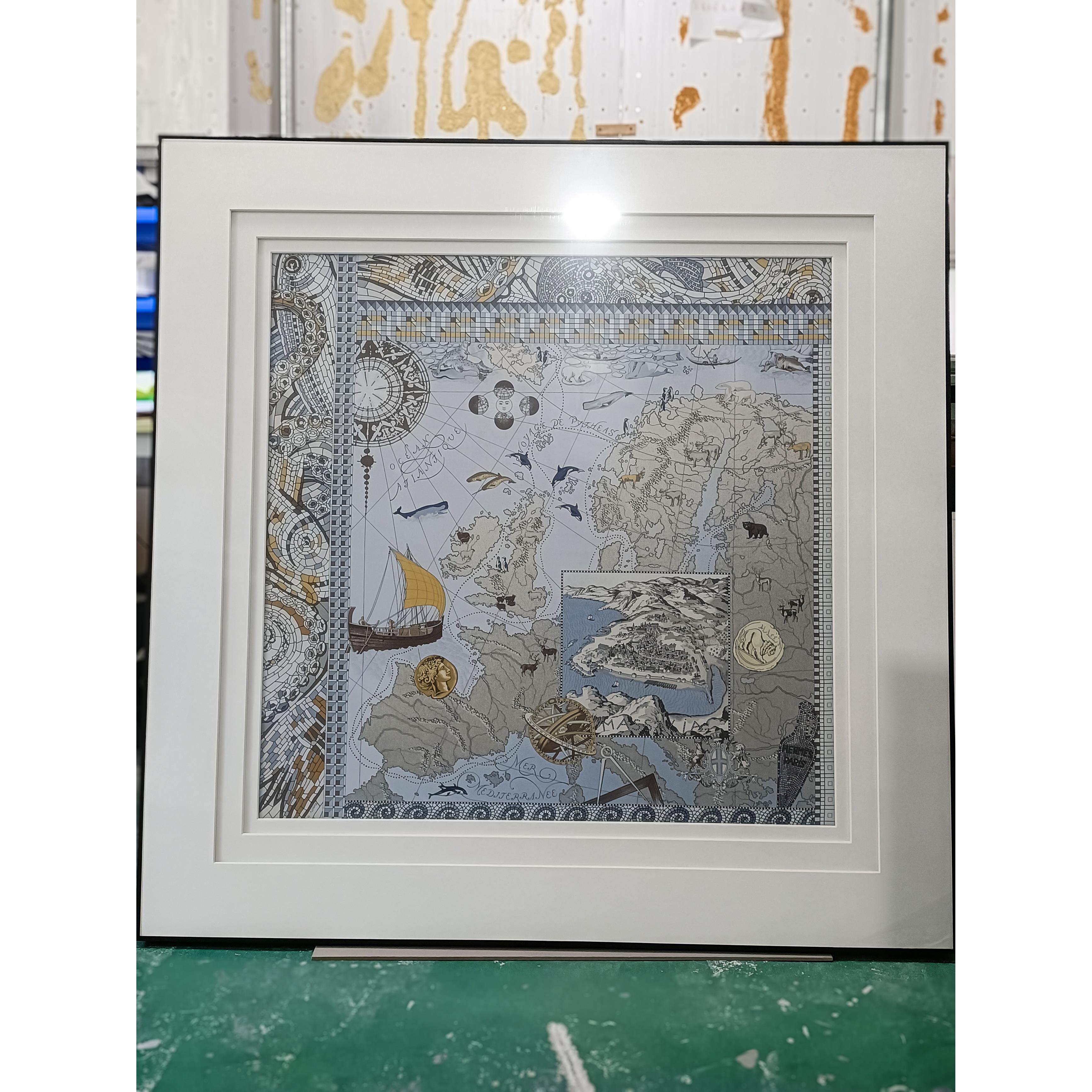 立体丝巾裱框窄边铝合金多层画框90*90无损装裱围巾相框轻奢